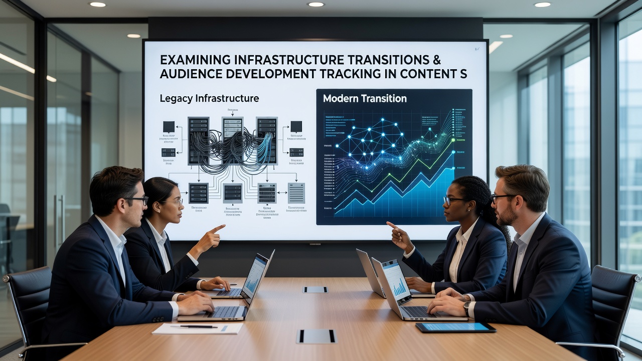 Analytics dashboard displaying audience metrics before and after a platform infrastructure transition with highlighted data discrepancies